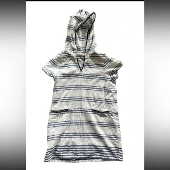 VINEYARD VINES EUC GIRLS BLUE WHITE COVERUP SWIM POOL TOP HOODIE SHIRT SZ L 14 - Picture 1 of 4